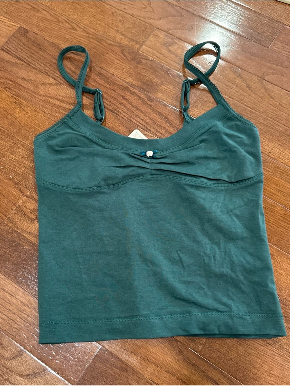 Free People Forest Green Spaghetti Strap Tank